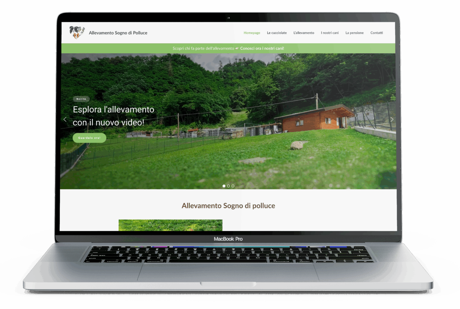 Allevamento Sogno di Polluce Mockup sito web